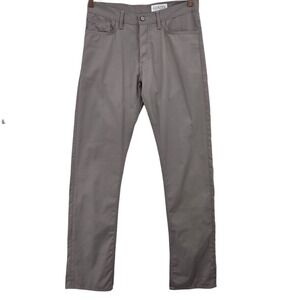 Gustin Mens 35 Grey Slim Fit Straight Leg Twill Chinos Button Fly Pants